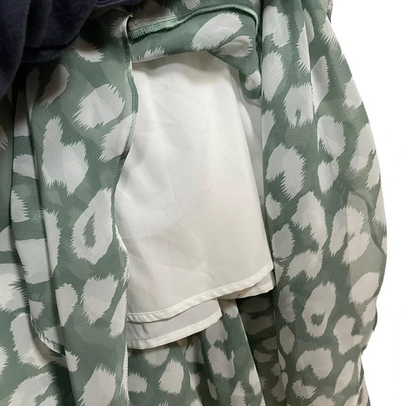 NWT Sam Edelman Sleeveless Ruffle Patterned Midi Dress in Green/White Size 8 - Picture 13 of 14